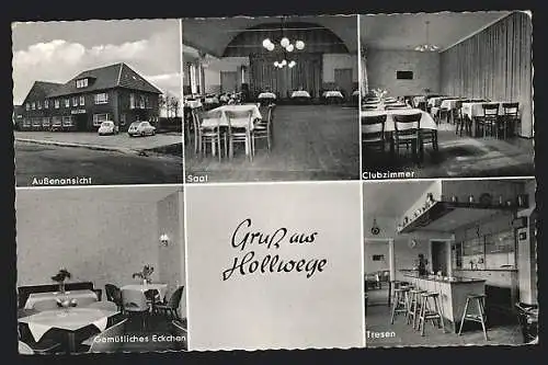AK Hollwege üb. Westerstede, Heinemanns Gasthaus, Clubzimmer, Tresen, Saal