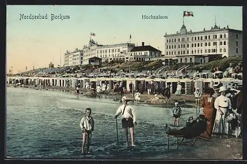 AK Borkum, Nordseebad, Strandpartie in der Hochsaison