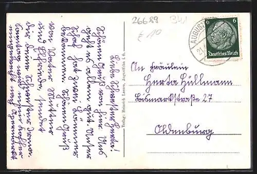 AK Augustfehn i. O., Blick in die Poststrasse