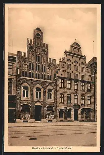 AK Rostock i. Meckl., Ansicht der Giebelhäuser