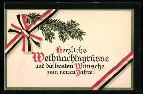 AK Band in den Farben der Reichsfahne mit Weihnachtsgrüssen