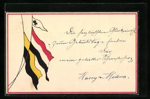 AK Flaggen des deutschen Reichs und Österreich-Ungarns, Zweibund