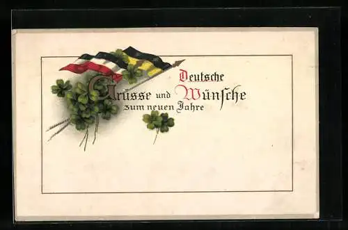 AK Glücksklee und die Flaggen des Deutschen Reiches und Österreich-Ungarns, Zweibund