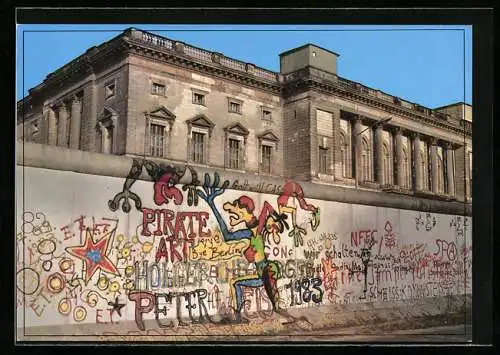 AK Berlin, Mauer an der Kochstrasse mit ehem. Gestapo-Hauptquartier