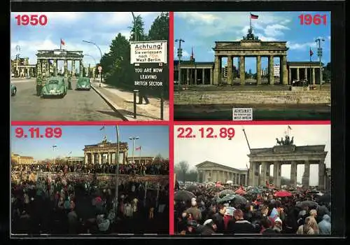 AK Grenzverlauf am Brandenburger Tor im geteilten Berlin von 1950 bis 1989