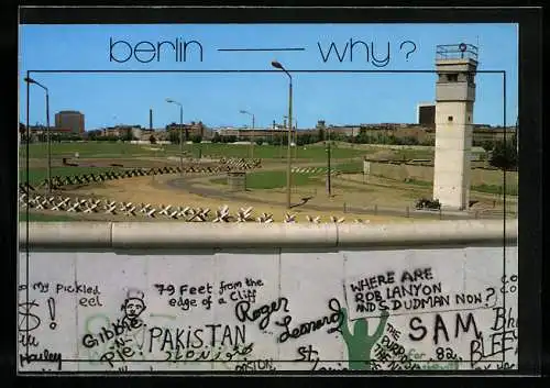 AK Berlin, Mauer mit Wachtturm