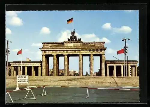 AK Berlin, Mauer am Brandenburger Tor von West-Berlin aus