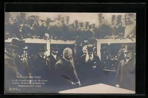 AK Bremen, Präsident Geo Plate bei der Grundsteinlegung des neuen Central-Verwaltungsgebäudes des Norddeutschen-Lloyd