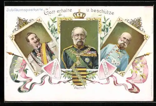 Lithographie Kaiser Franz Josef I. von Österreich, König Albert von Sachsen