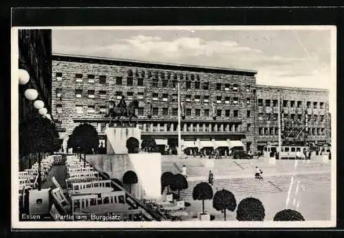 AK Essen, Postwertzeichen-Ausstellung und 40 jähr. Jubiläum des Essener Philatelisten-Verein 1932, Burgplatz, Ganzsache