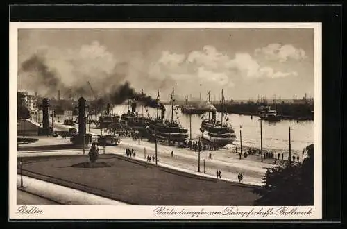 AK Stettin, Bäderdampfer am Dampfschiffs-Bollwerk, Ganzsache 8 Pfennige