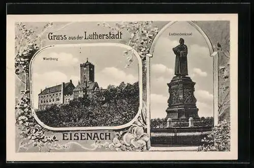 AK Ganzsache PP57D1 /01: Eisenach, Festpostkarte zur 400jährigen Lutherfeier, Wartburg, Lutherdenkmal