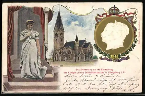 AK Ganzsache PP15D9: Königsberg, Einweihung der Königin-Luisen-Gedächtniskirche, Relief vom Kaiserpaar