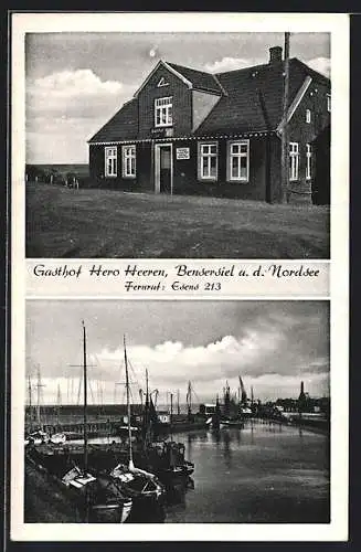 AK Bensersiel a. d. Nordsee, Gasthof Hero Heeren, Hafen