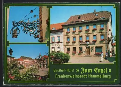 AK Hammelburg, Gasthof-Hotel Zum Engel, Familie Emmert, Am Marktplatz 12