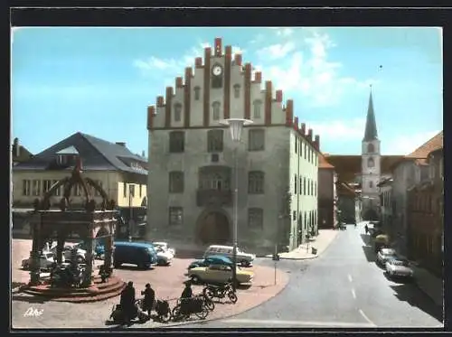 AK Hammelburg, Rathaus mit Brunnen