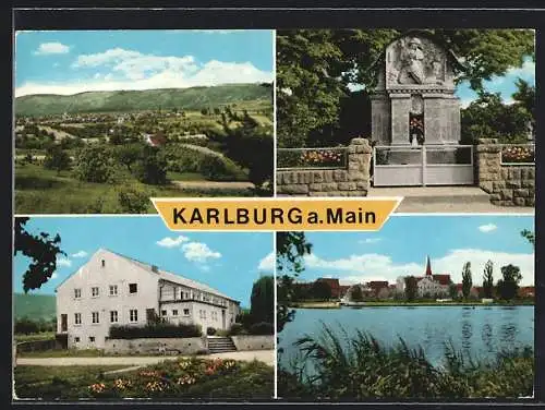 AK Karlburg a. Main, Flusspartie und Denkmal
