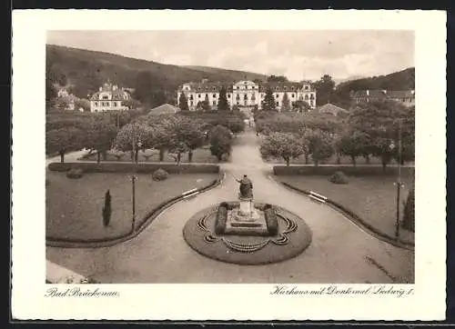 AK Bad Brückenau, Kurhaus mit Denkmal Ludwig I.