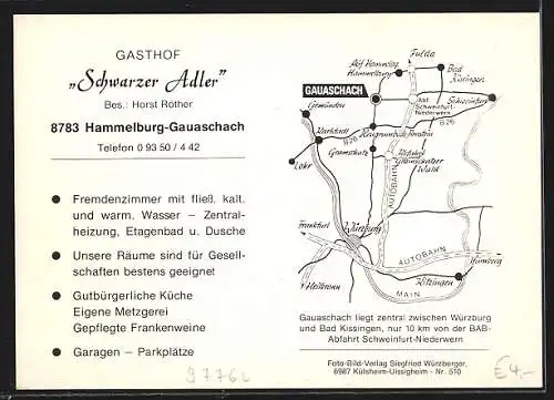 AK Gauaschach bei Hammelburg, Gasthof Schwarzer Adler, Bes. Horst Röther