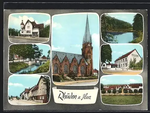 AK Rhüden a. Harz, Kirche, Strassenpartien und Wohnhäuser