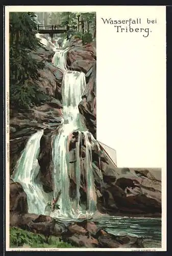 Künstler-AK Carl Biese: Wasserfall bei Triberg