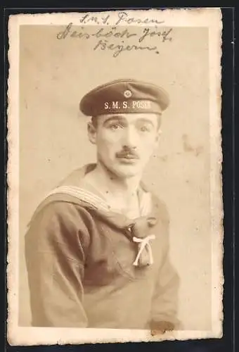 Foto-AK Matrose der SMS Posen in Uniform