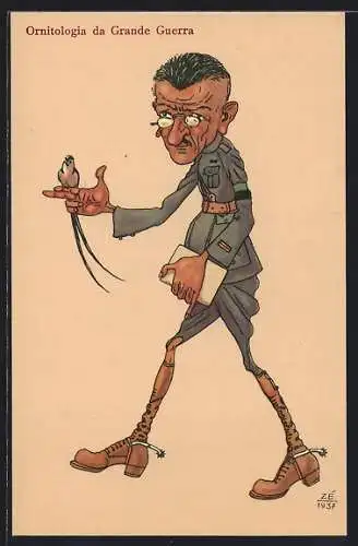AK Ornitologia da Grande Guerra, Vogel, Karikatur