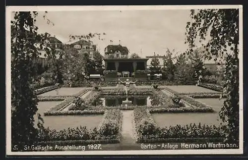 AK St. Gallen, Ausstellung 1927, Garten Anlage Hermann Wartmann
