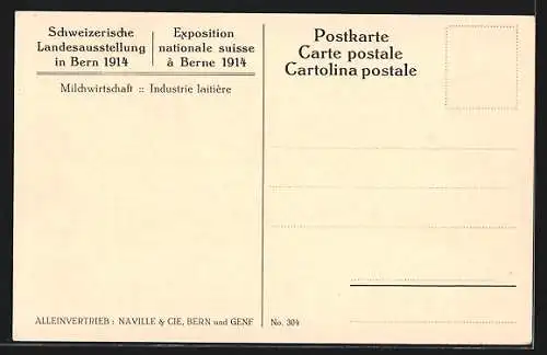 AK Bern, Schweizerische Landesausstellung 1914, Milchwirtschaft