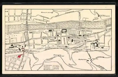 Vertreterkarte Heidelberg, Hotel-Restaurant zum Bratwurstglöckle, Bahnhofstrasse 13, Inh. W. Ernst, Rückseite Anfahrtplan