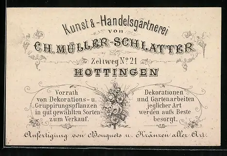 Vertreterkarte Hottongen, Kunst & Handelsgärtnerei Ch. Müller_Schlatter, Zeltweg 21