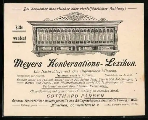 Vertreterkarte München, Meyers Konversations-Lexikon, Nachschlagewerk des allgemeinen Wissens