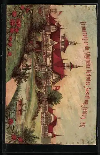 Vertreterkarte Lübeck, H. Wittmack, das Haupt-Depot der Domaine Ste. Marie, Rückseite Gartenbau-Ausstellung Hamburg 1897