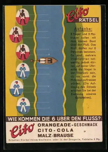 Vertreterkarte Berlin, Cito Rätsel, Clemens Gross GmbH, Wie kommen die 6 über den Fluss?