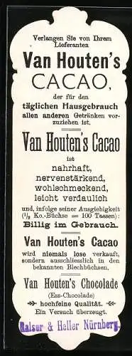 Vertreterkarte Van Houten`s Cacao, Ess-Chocolade