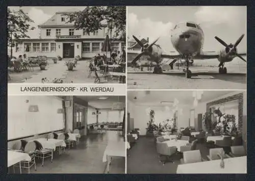 AK Langenbernsdorf /Kr. Werdau, Konsum-Gaststätte Waldperle, Flugzeug