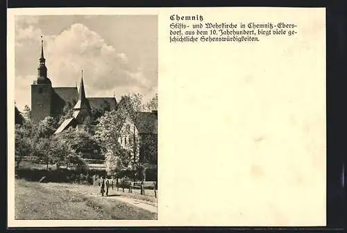 AK Chemnitz-Ebersdorf, Stifts- und Wehrkirche aus dem 10. Jahrhundert