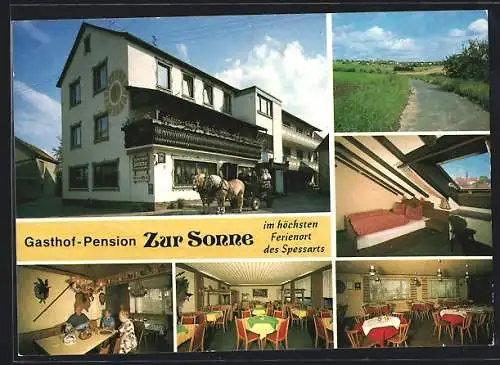 AK Schollbrunn / Spessart, Ansichten des Gasthaus-Hotels Zur Sonne