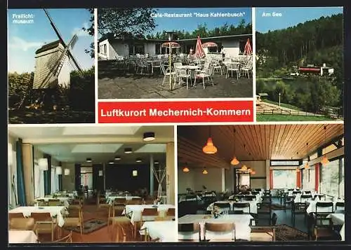 AK Mechernich-Kommern, Cafe-Restaurant Haus Kahlenbusch, Windmühle im Freilichtmuseum