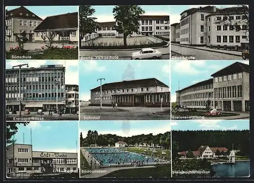 AK Euskirchen, Südschule, Bahnhof, Badeanstalt, Erft-Bastei & Steinbachtalsperre