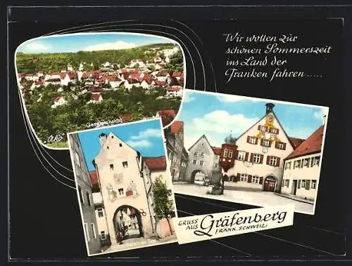 AK Gräfenberg /Fränkische Schweiz, Hiltpoltsteiner Tor, Rathaus, Ortsansicht