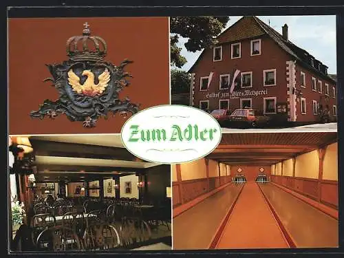 AK Schillingsfürst, Gasthaus zum Adler, Kegelbahn, Speiseraum