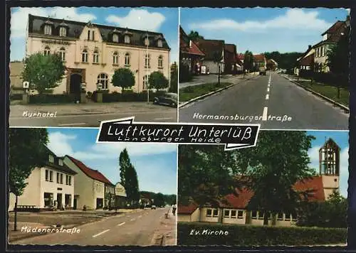 AK Unterlüss, Kurhotel, Müdenerstrasse, Hermannsburgerstrasse