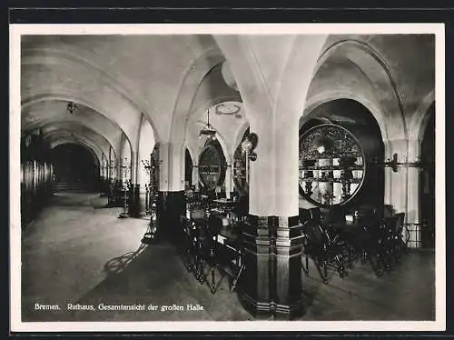 AK Bremen, Ansicht der grossen Halle des Rathauses