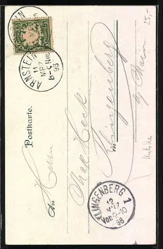 AK Landparthie, Abfahrt in der Pferdekutsche