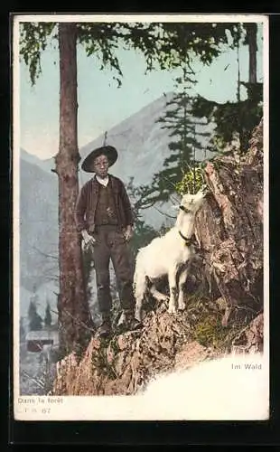AK Im Wald, Bub mit Ziege