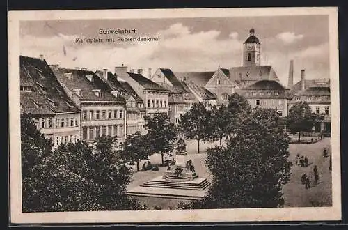 AK Schweinfurt, Marktplatz mit Rückertdenkmal