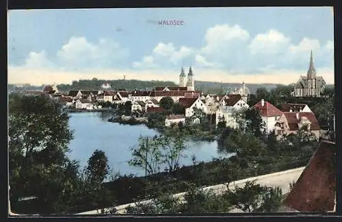 AK Waldsee / Württ., Teilansicht mit Kirche