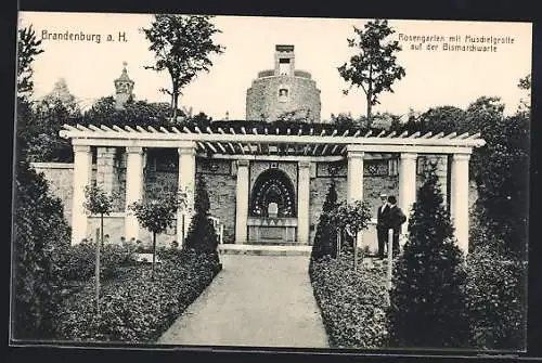 AK Brandenburg / Havel, Rosengarten & Muschelgrotte auf der Bismarckwarte