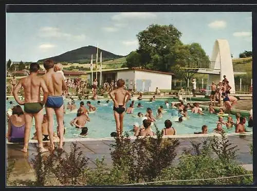 AK Bieber / Spessart, Mittelpunkt-Schwimmbad im Sommer